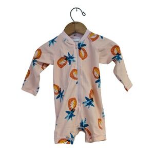 Hanna Andersson Sunblock Rash Guard  Swimsuit Long Sleeve Petal Pink 70 CM 6-12